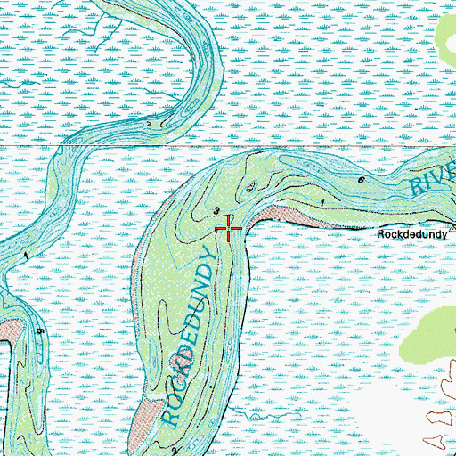Topographic Map of Rockdedundy River, GA