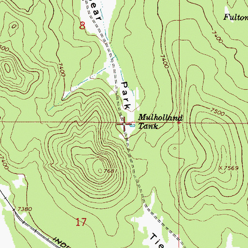 Topographic Map of Mulholland Tank, AZ