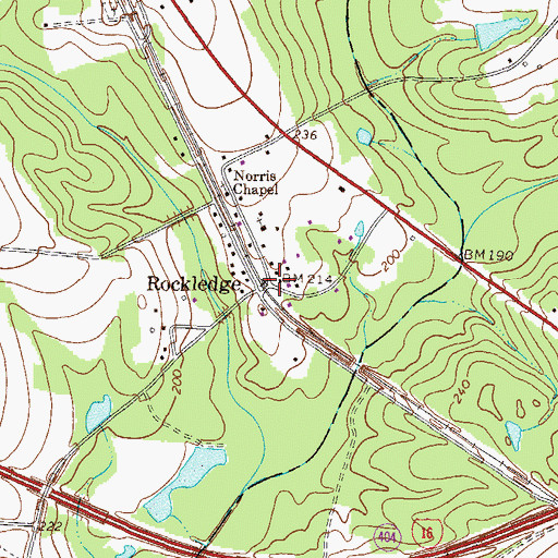 Topographic Map of Rockledge, GA