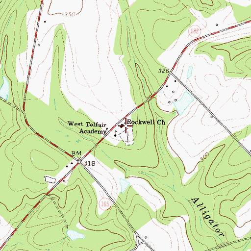 Topographic Map of Rockwell Church, GA