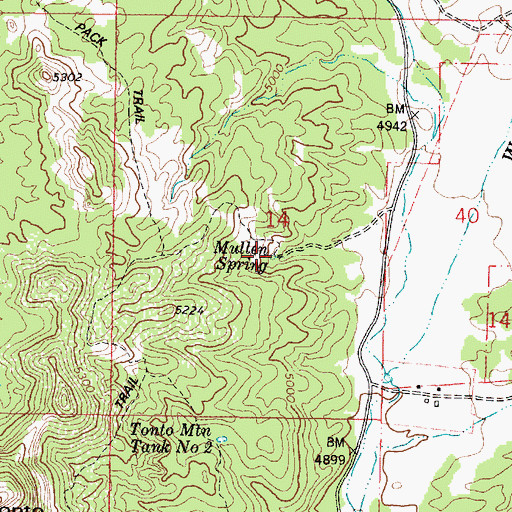 Topographic Map of Mullen Spring, AZ