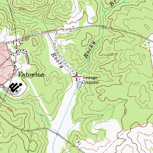 Topographic Map of Rocky Branch, GA