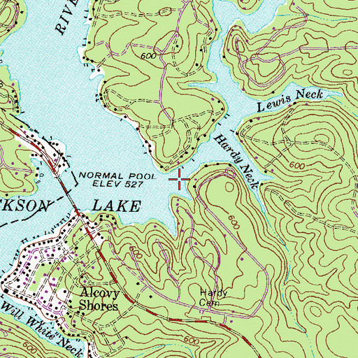 Topographic Map of Rocky Creek, GA