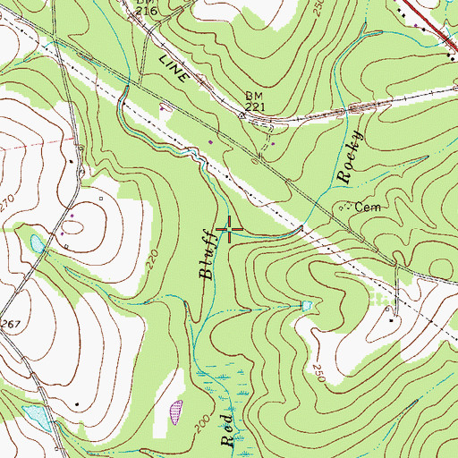 Topographic Map of Rocky Creek, GA