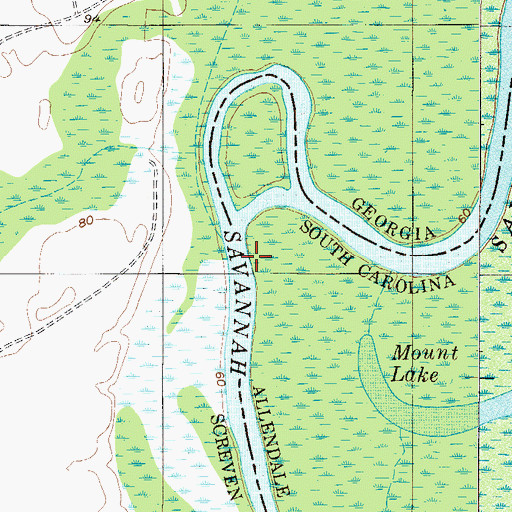 Topographic Map of Rocky Creek, GA