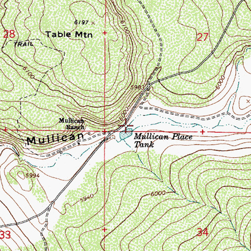 Topographic Map of Mullican Place Tank, AZ