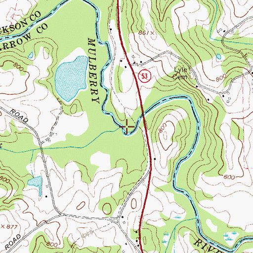 Topographic Map of Rocky Creek, GA