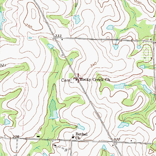 Topographic Map of Rocky Creek Church, GA
