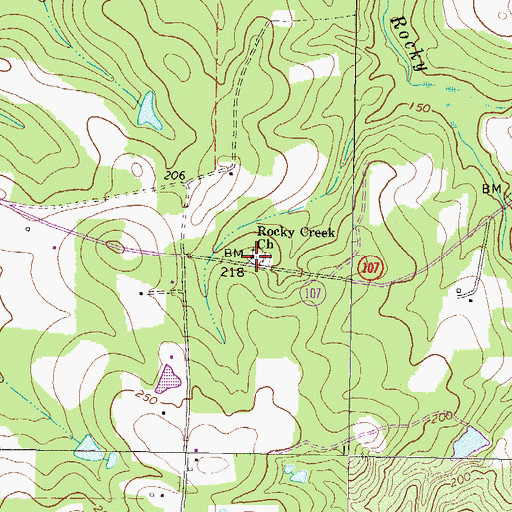 Topographic Map of Rocky Creek Church, GA