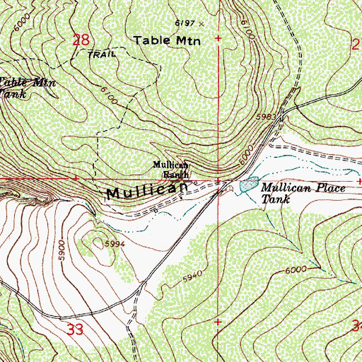 Topographic Map of Mullican Ranch, AZ