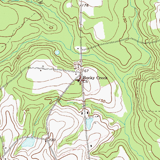 Topographic Map of Rocky Creek Church, GA