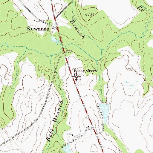 Topographic Map of Rocky Creek Church, GA