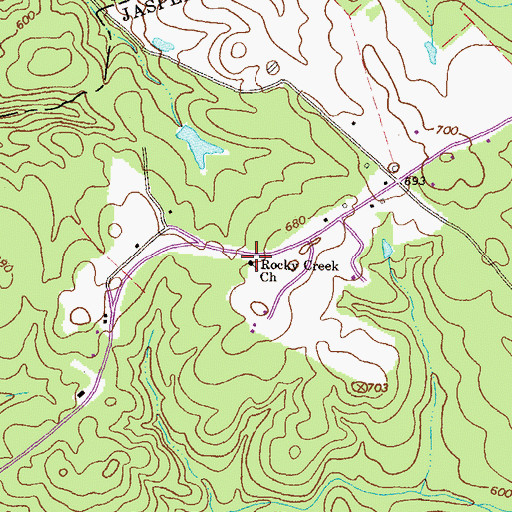 Topographic Map of Rocky Creek Church, GA