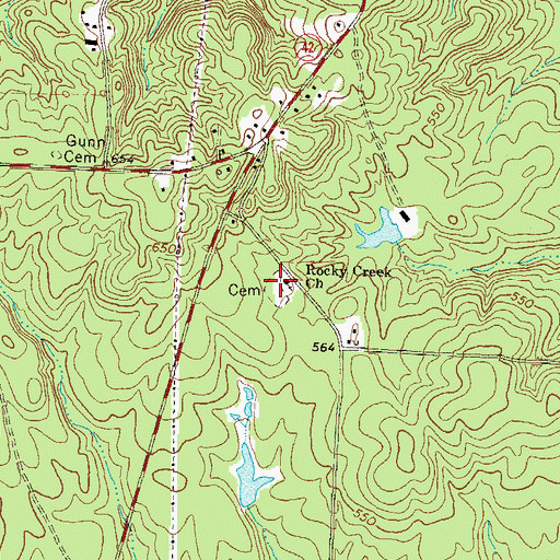 Topographic Map of Rocky Creek Church, GA