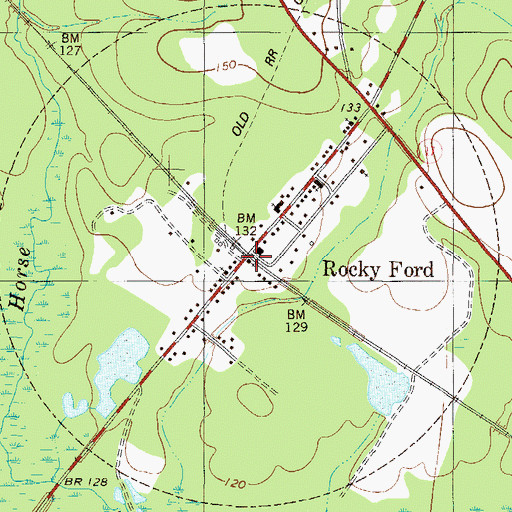 Topographic Map of Rocky Ford, GA