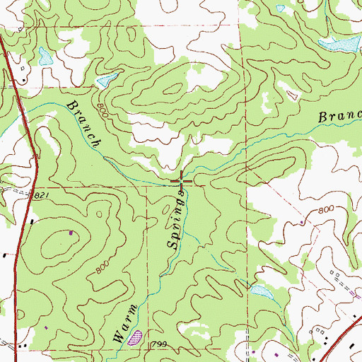 Topographic Map of Rocky Ford Branch, GA