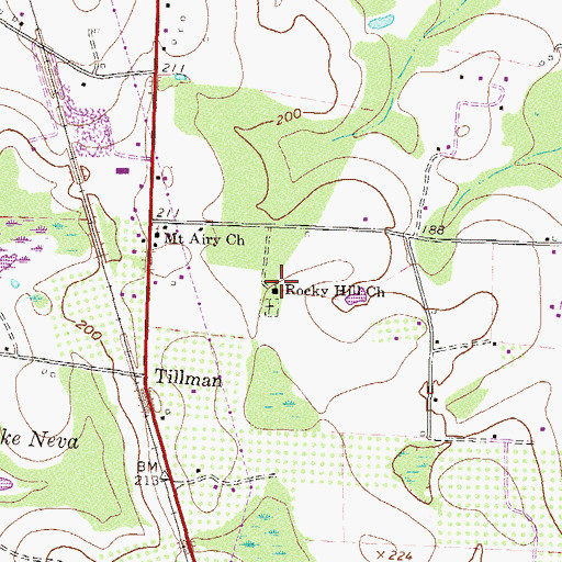 Topographic Map of Rocky Hill Church, GA