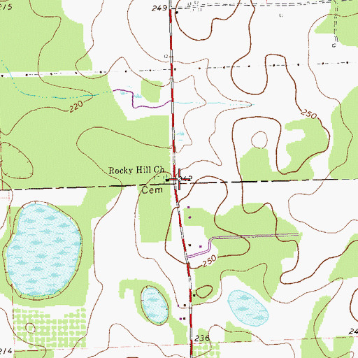 Topographic Map of Rocky Hill Church, GA