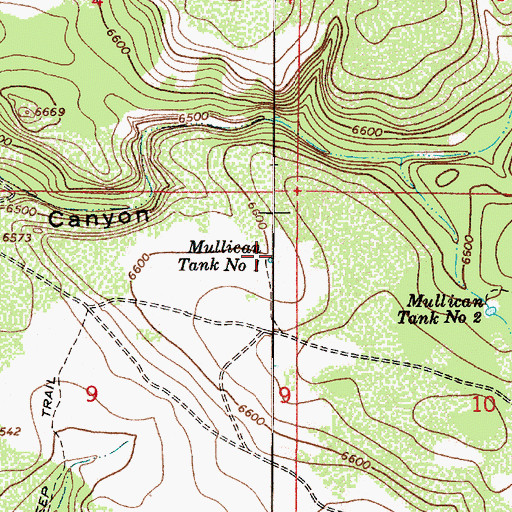 Topographic Map of Mullican Tank Number One, AZ
