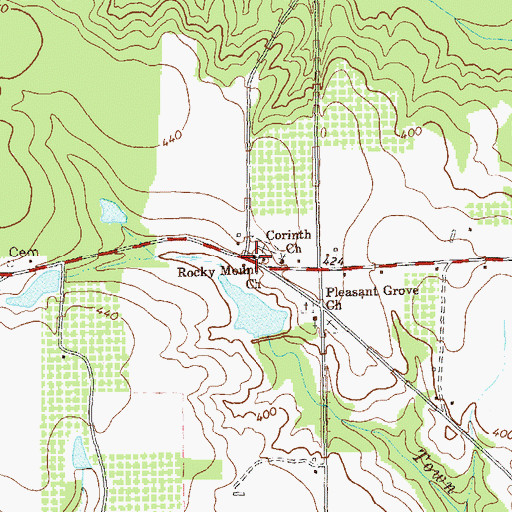Topographic Map of Rocky Mount Church, GA
