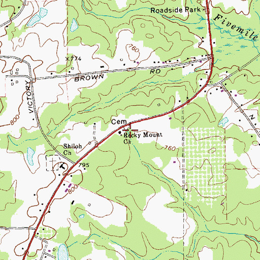 Topographic Map of Rocky Mount Church, GA