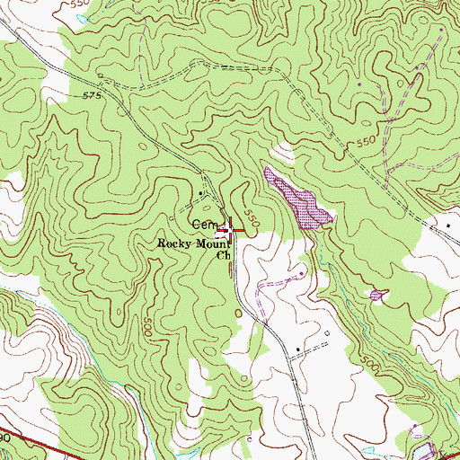 Topographic Map of Rocky Mount Church, GA