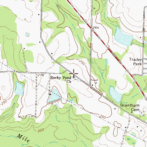 Topographic Map of Rocky Pond Church, GA