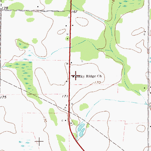 Topographic Map of Rocky Ridge Church, GA