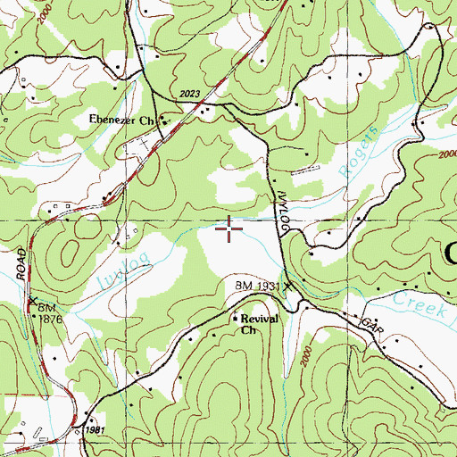Topographic Map of Rogers Branch, GA
