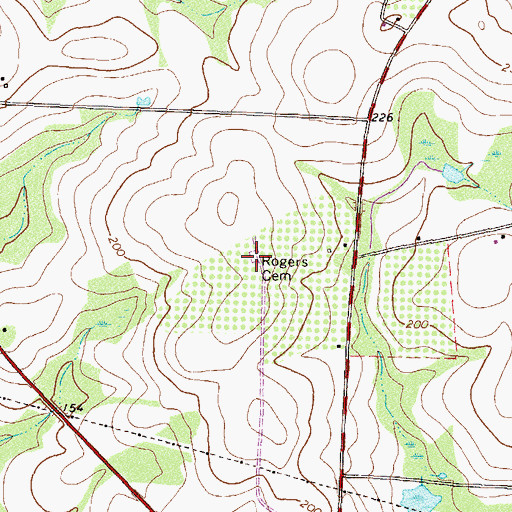 Topographic Map of Rogers Cemetery, GA