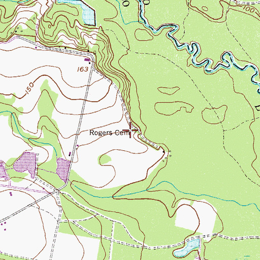 Topographic Map of Rogers Cemetery, GA