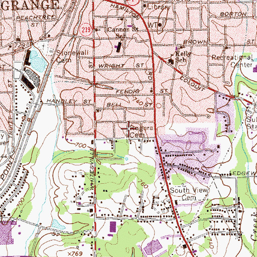 Topographic Map of Rogers Cemetery, GA