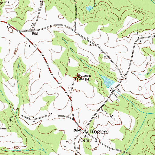 Topographic Map of Rogers Chapel, GA
