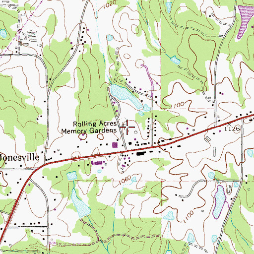 Topographic Map of Rolling Acres Memory Gardens, GA