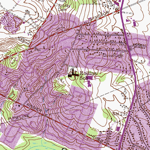 Topographic Map of Rollins School, GA