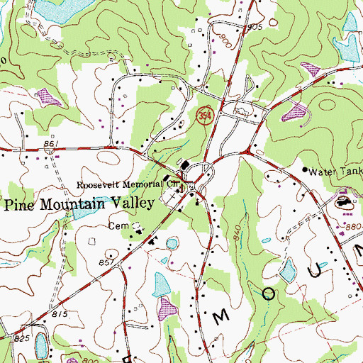 Topographic Map of Roosevelt Memorial Church, GA