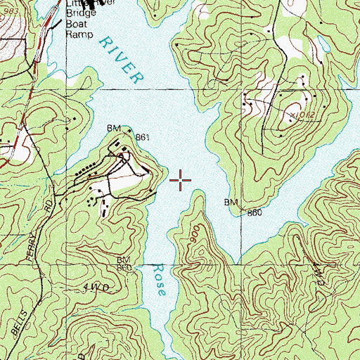 Topographic Map of Rose Creek, GA