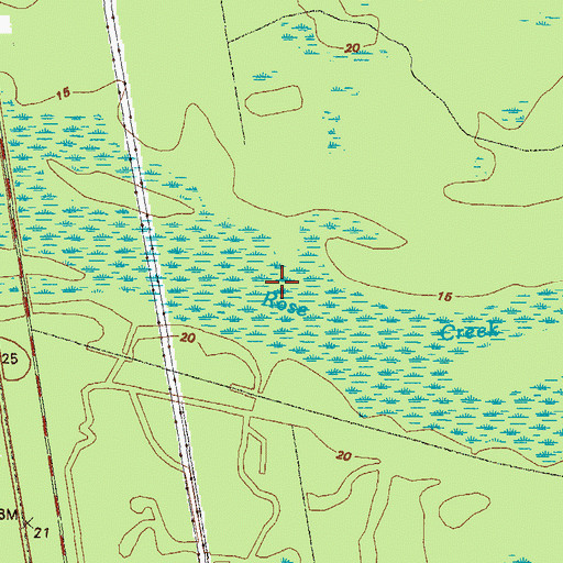 Topographic Map of Rose Creek Swamp, GA