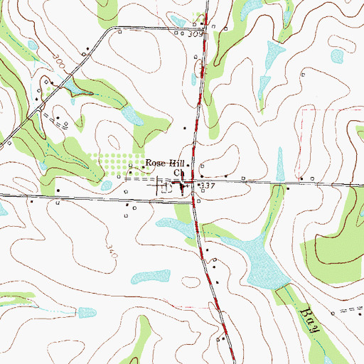 Topographic Map of Rose Hill Church, GA