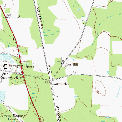 Topographic Map of Rose Hill Church, GA