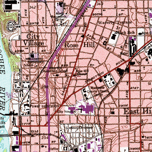 Topographic Map of Rose Hill Church, GA