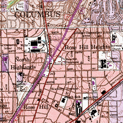 Topographic Map of Rose Hill Playground, GA