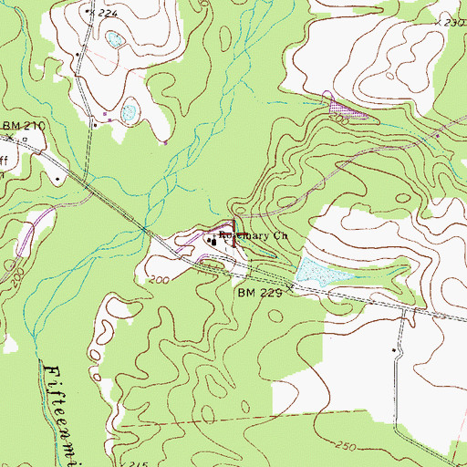 Topographic Map of Rosemary Church, GA