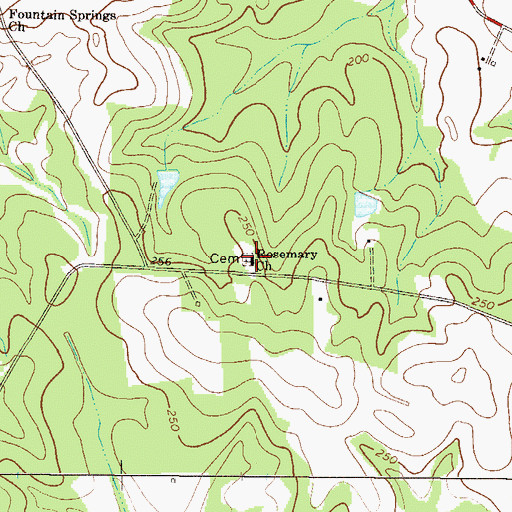 Topographic Map of Rosemary Church, GA