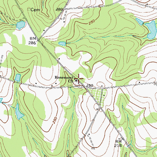 Topographic Map of Rosemont Church, GA