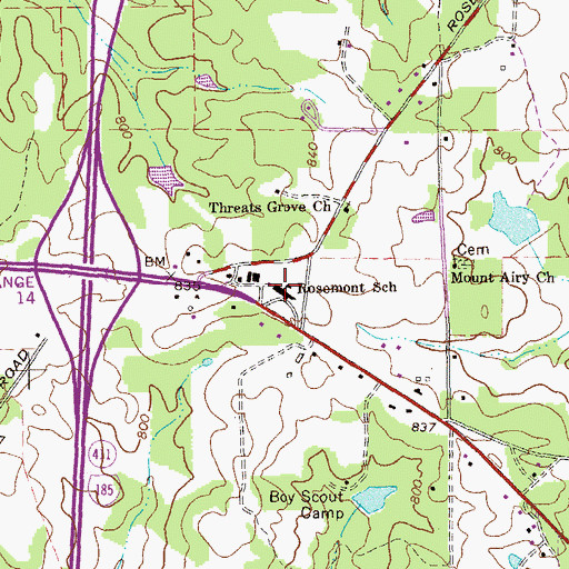 Topographic Map of Rosemont Elementary School, GA