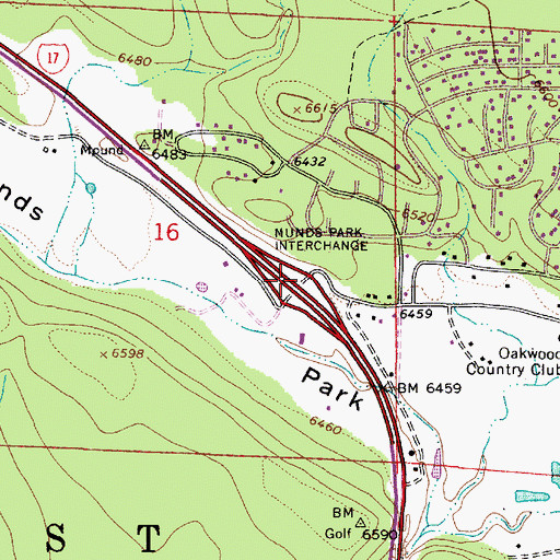 Topographic Map of Munds Park Interchange, AZ