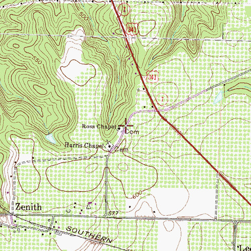 Topographic Map of Ross Chapel, GA
