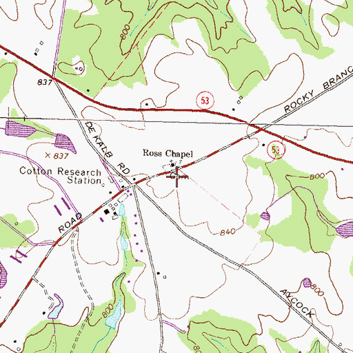 Topographic Map of Ross Chapel, GA