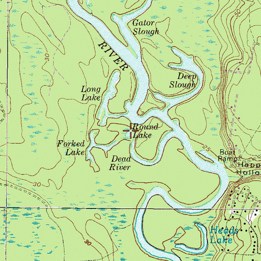 Topographic Map of Round Lake, GA